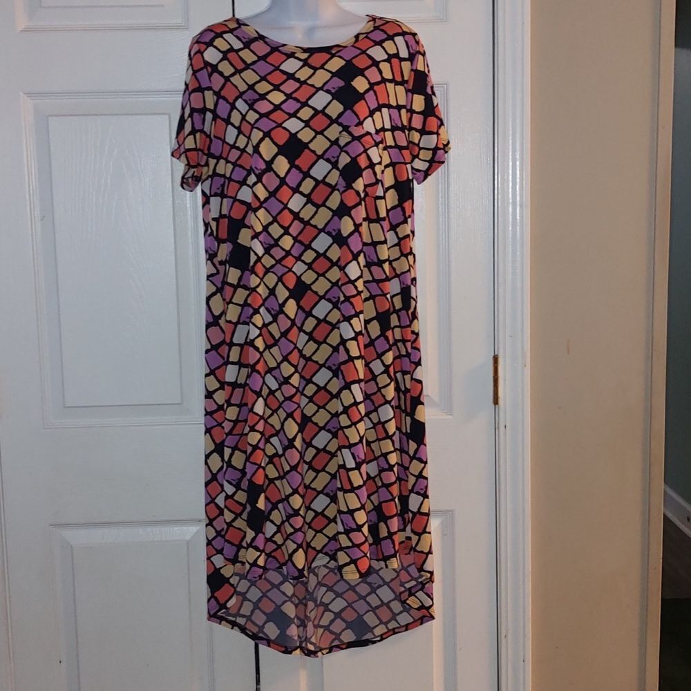 LuLaRoe Carly short sleeve front pocket high low swing dress Sz M
